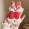 Cute Teddy Dog Plush Hair Clip With Red Blue Bowknot Cartoon Side Bangs Clip Hair Accessory For Girls Children Daily Wear