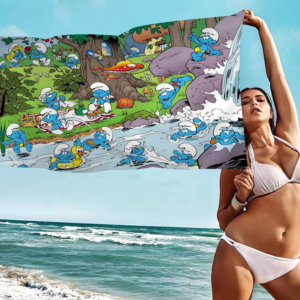 Cartoon Cute S-Smurfs Big Microfiber Beach Towels Quick Dry Towel Sand Beach Towels Pool Towel for Travel Swim Pool Yoga