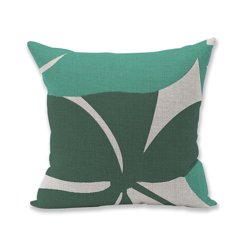Premium Quality Green Geometry Cotton Linen Pillow Case For Versatile Home And Office Use