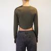 Keuluchi Symbol Crop Long-Sleeved T-Shirt (Olive) Womens