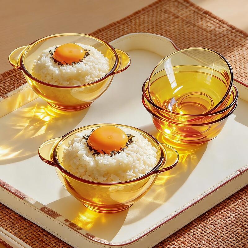 QINGPINGGUO Heat-Resistant Borosilicate Glass Bowl Set