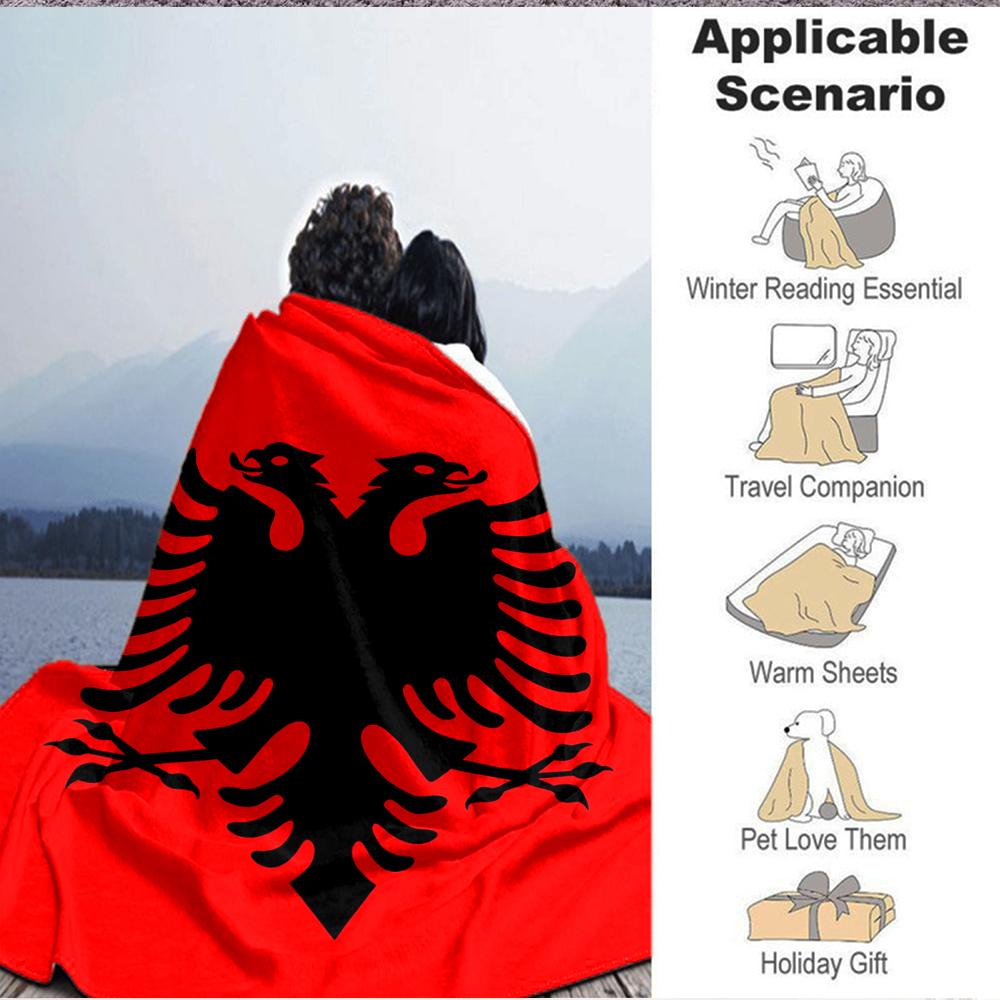 1 Stück Adlersymbolik Albanien Decke Weich Und Bequem Lässig Warm Camping Reise Weihnachten Halloween Xmas Geschenk M924458