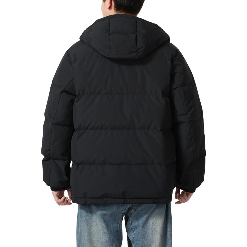 Skechers Basic Sports Series Comfortable Fashionable Warm Hooded Versatile Jacket Down Coat Men outerwear Carbon-Black P424M057-0018