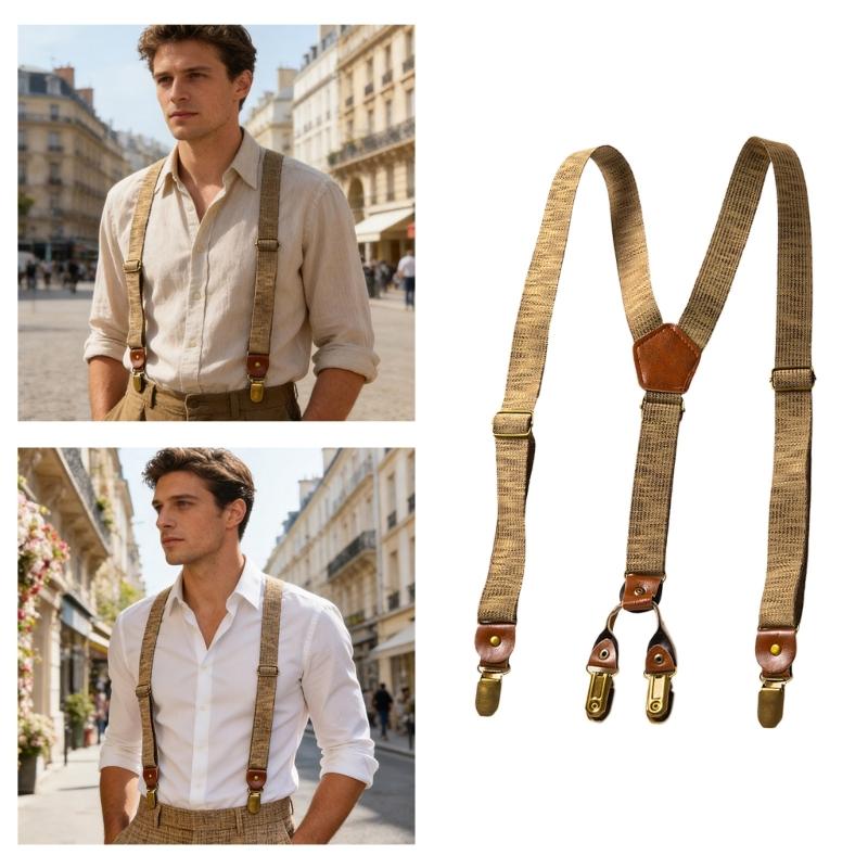 Tirantes Elásticos Old Fashion con Pinza Antideslizante y Diseño en Y para Hombres, Mujeres y Adolescentes Longitud Ajustable