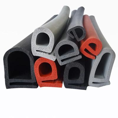 Custom E-Shape Silicone Foam Rubber Sealing Strip for Oven/Furnace Doors, High-Temperature Heat Resistant, Grey Black Red
