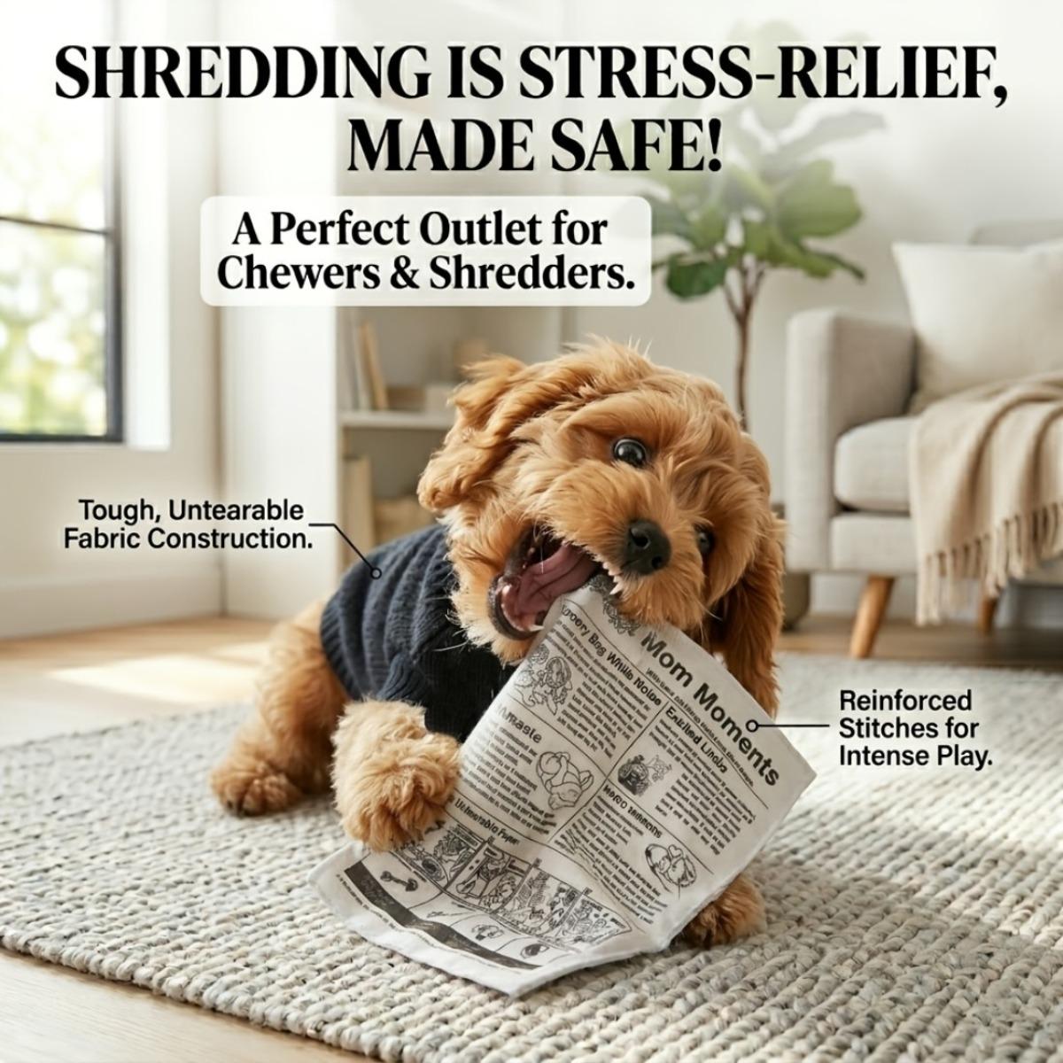 

Fun Newspaper-Style Toy for All Dogs and Cats—Crinkle Paper Sound Toy. Suitable for small, medium, and large dogs and cats.