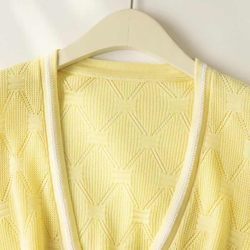 Srcr Women's Silk Blend V-Neck Knit Cardigan Vest