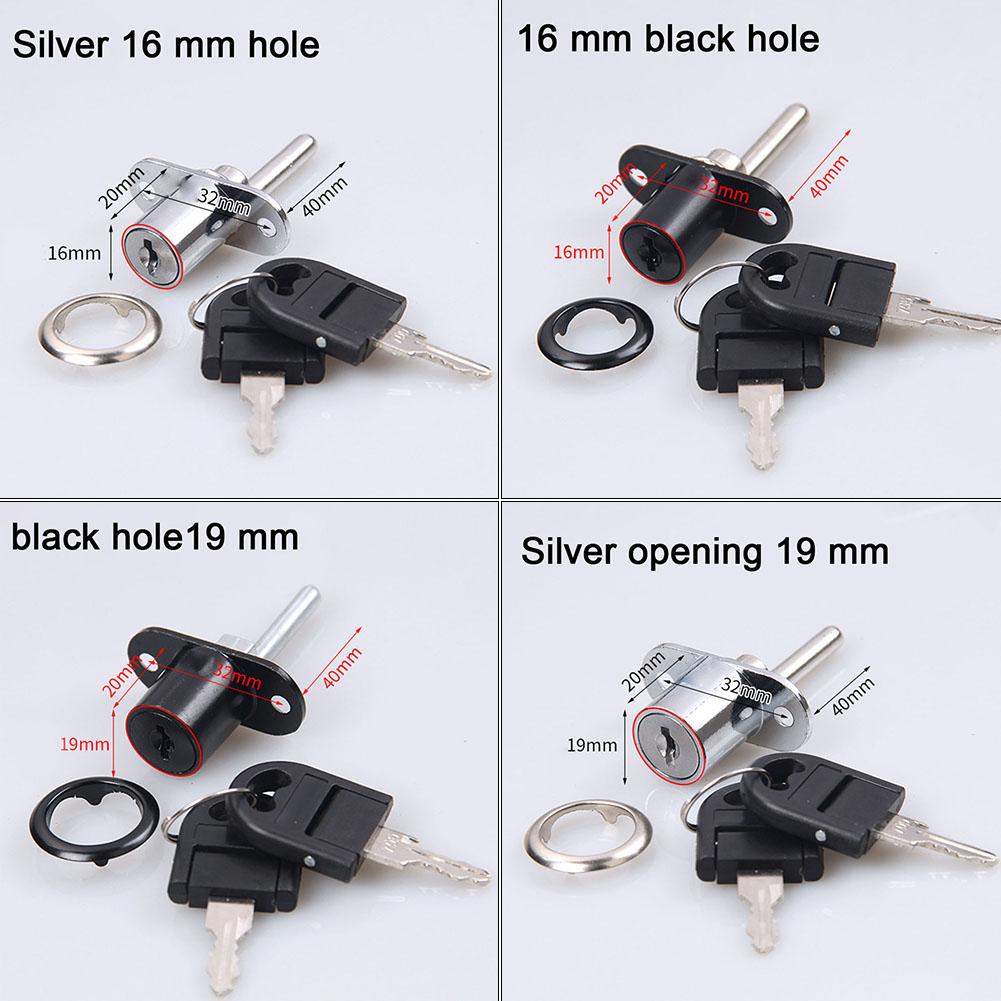 16/19mm Furniture Desk Draw Pedestal Lock Office Home Filing Cabinet Lock 2 Keys Fixed Locks Furniture Hardware Door Hasps