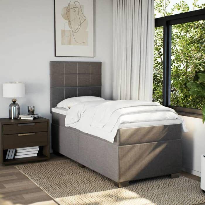 Maison Exclusive - Sommier à lattes de lit avec matelas Taupe 100x200 cm Tissu