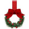 Indoor Mini Holiday Wreath with Fabric Bow for Window Hanging Plastic Material Rustic Style Seasonal Decoration
