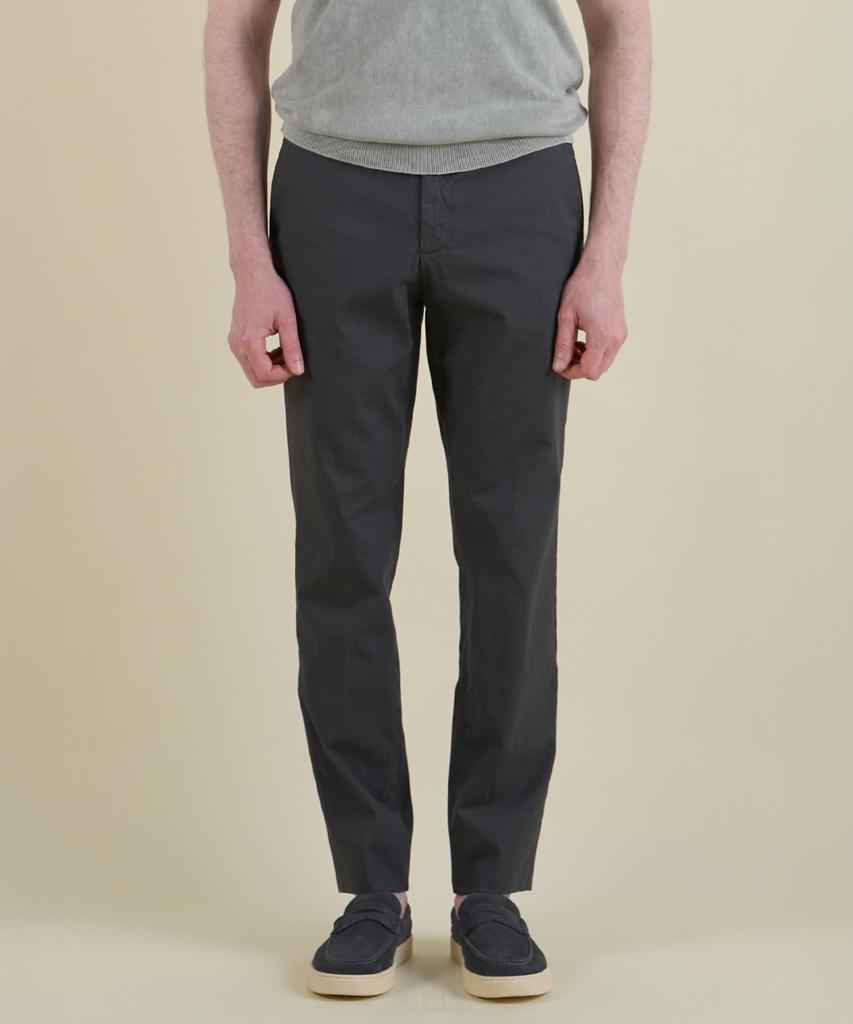 PANICALE Charcoal Slim Fit Cotton Twill Pants