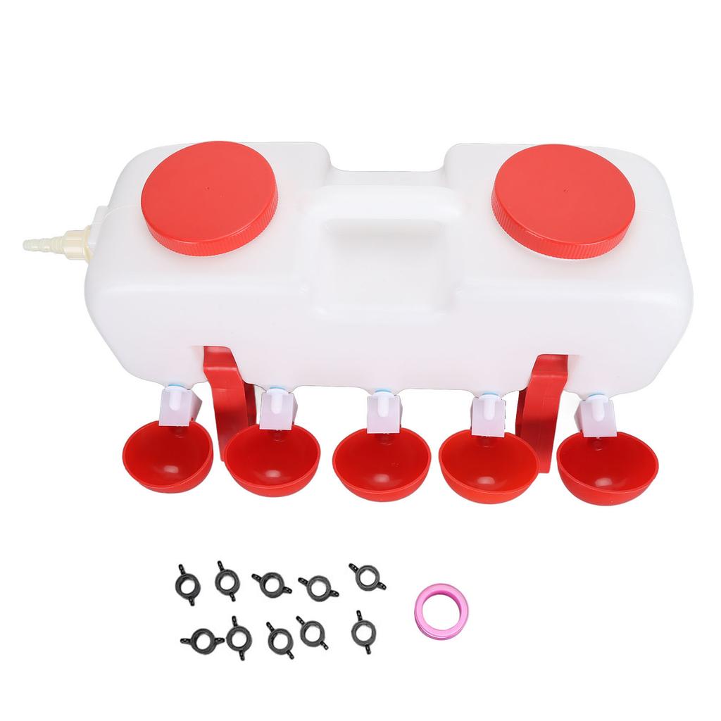 Chicken Waterer 10L Large Capacity Top Fill Poultry Water Feeder with 10 Water Cups for Duck Goose