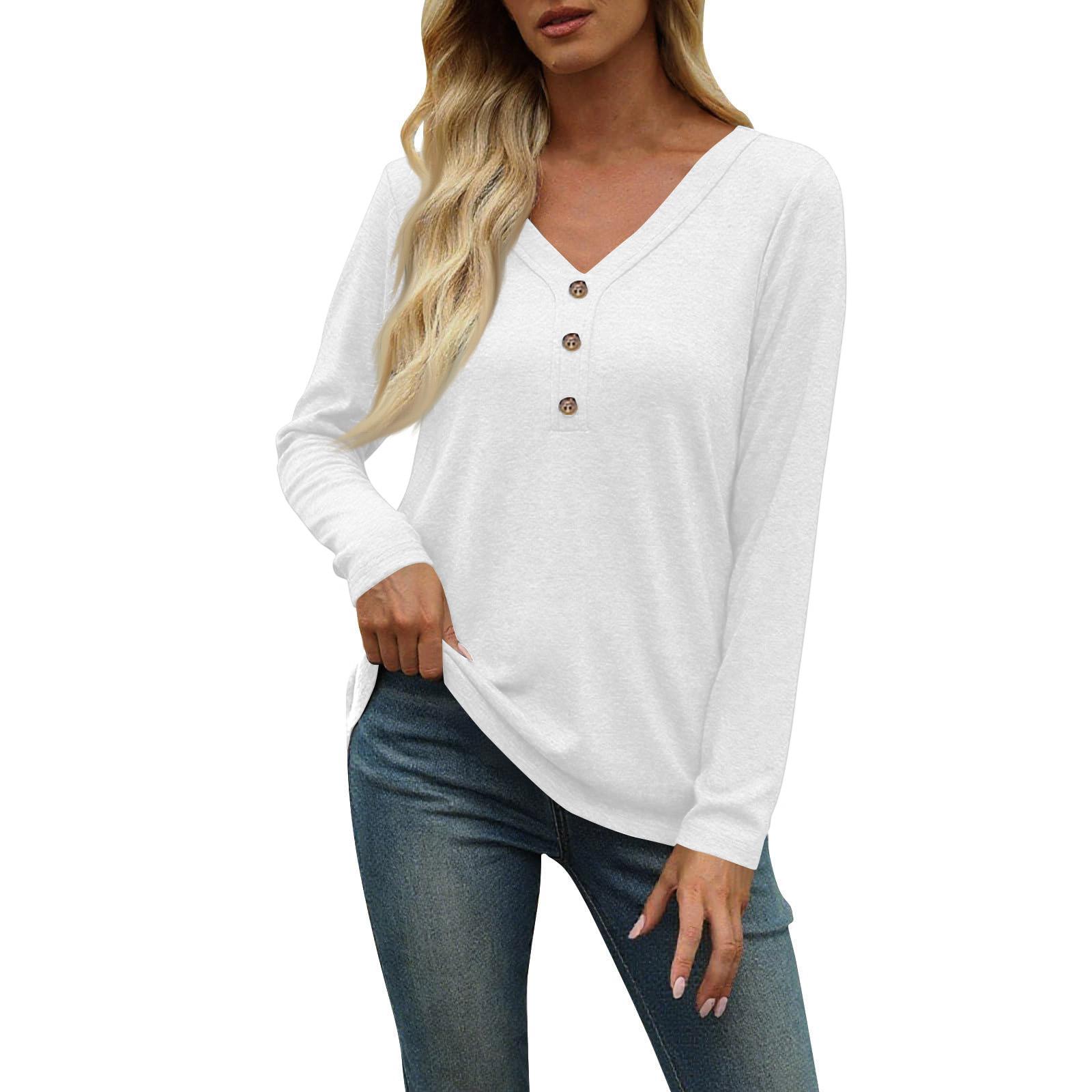 

Women s Fashionable And Casual Seven Long Sleeve Printed Round Neck T-Shirt Top XL белый