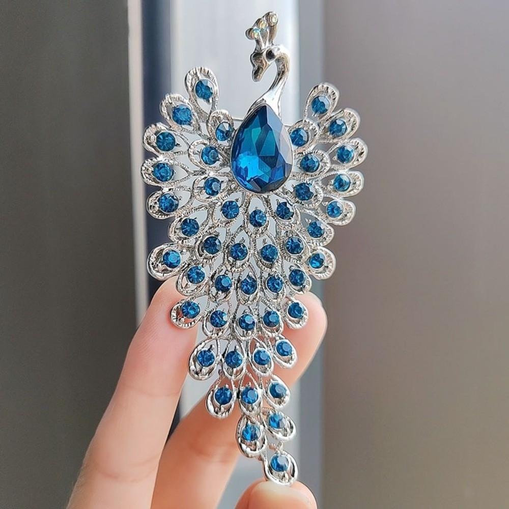 Crystal Peacock Rhinestone Brooch Colorful Chest Flower Pin Vintage Phoenix Brooch Clip For Suits