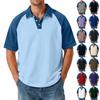 Men's Casual Classic Color-Block V-Neck Lightweight Breathable Short-Sleeve Top