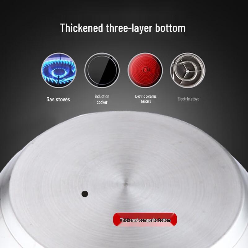 ZISIZ 22cm 304 Stainless Steel Double Layer Steamer & Soup Pot