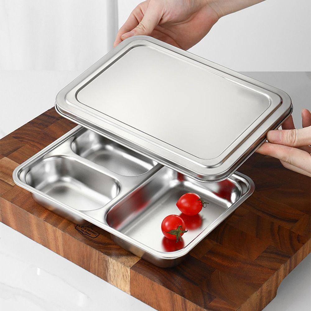 Rectangular Divided Dinner Tray with Lid Lunch Container Odorless Divided Lunch Box  Picnic