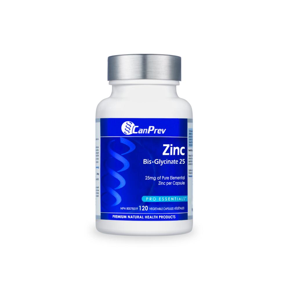 Canada Canprev Zinc Zinc Bisglycinate 25mg Essential for Normal Growth, Development, and Metabolic Functions of All Cells 120