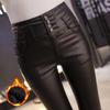 Women's High-Waisted Matt Leather Slim Fit Thick Leggings - Autumn/Winter 2023