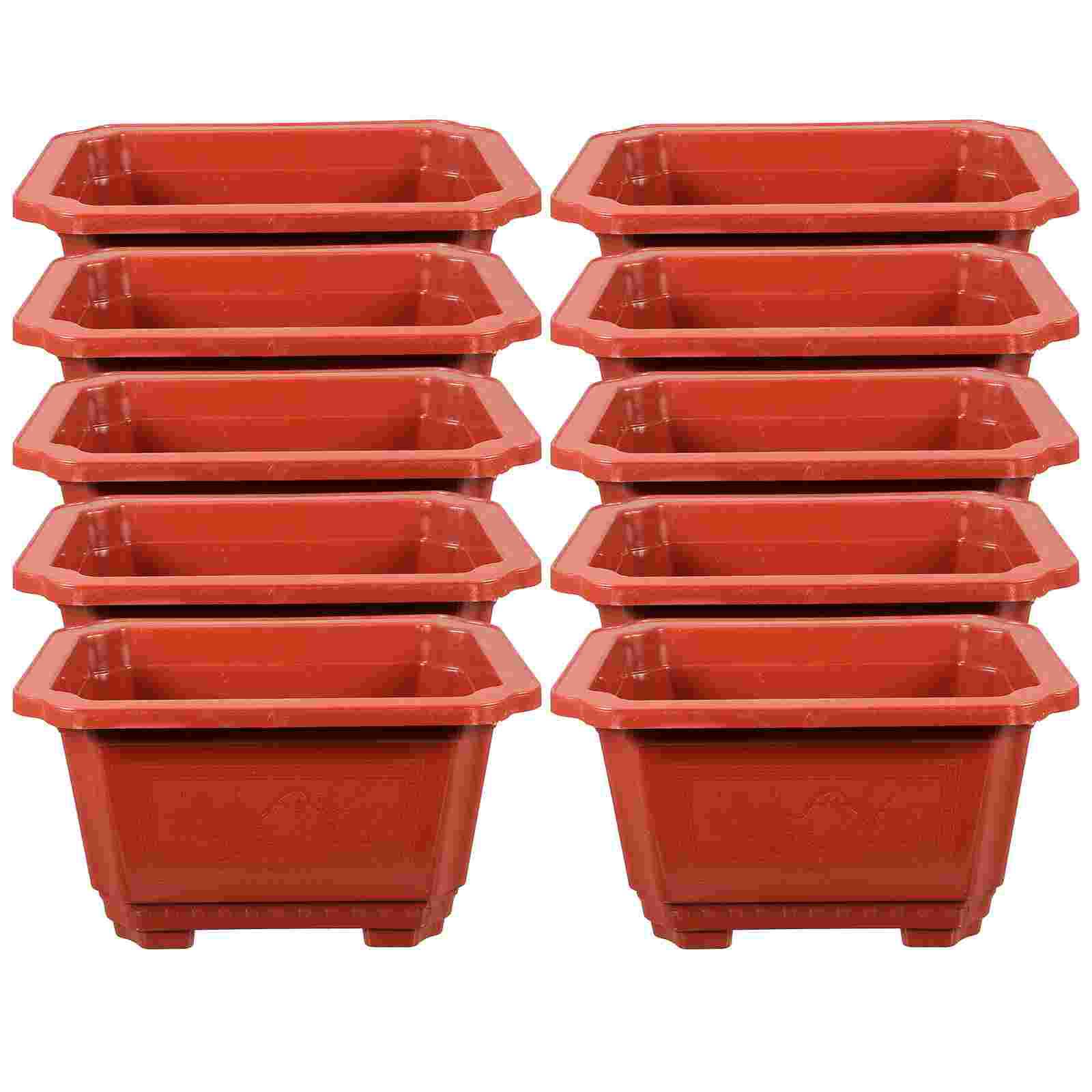 

10pcs Elegant Bonsai Pot Lightweight Practical Flowerpot for Small Plants Office Home Use 18.8X14CM