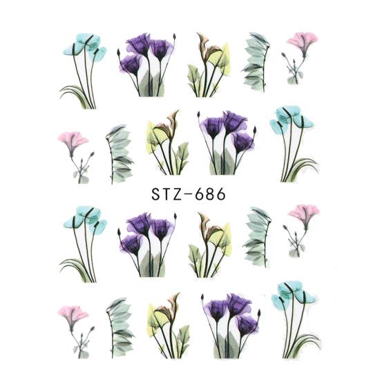 1 lapos vízáteresztő körömmatrica matrica körömdíszítés virág pillangó kaktusz levél geometria