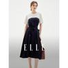 French Style Faux Two-Piece Patchwork A-Line Dress