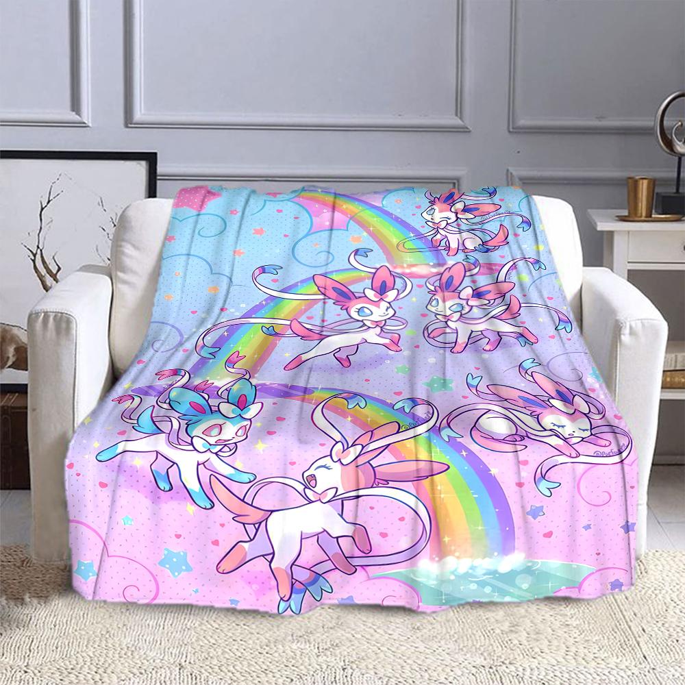 Pokemon Cute Sylveon Eevee Pink Printing Blanket Adult Children Warm Blankets Home Travel Soft and Comfortable Blanket