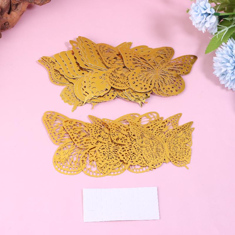 Pack of 48 3D Butterfly Wall Decals In 4 Stunning Styles and Sizes; Butterfly Birthday Party/Cake and Room Decorations