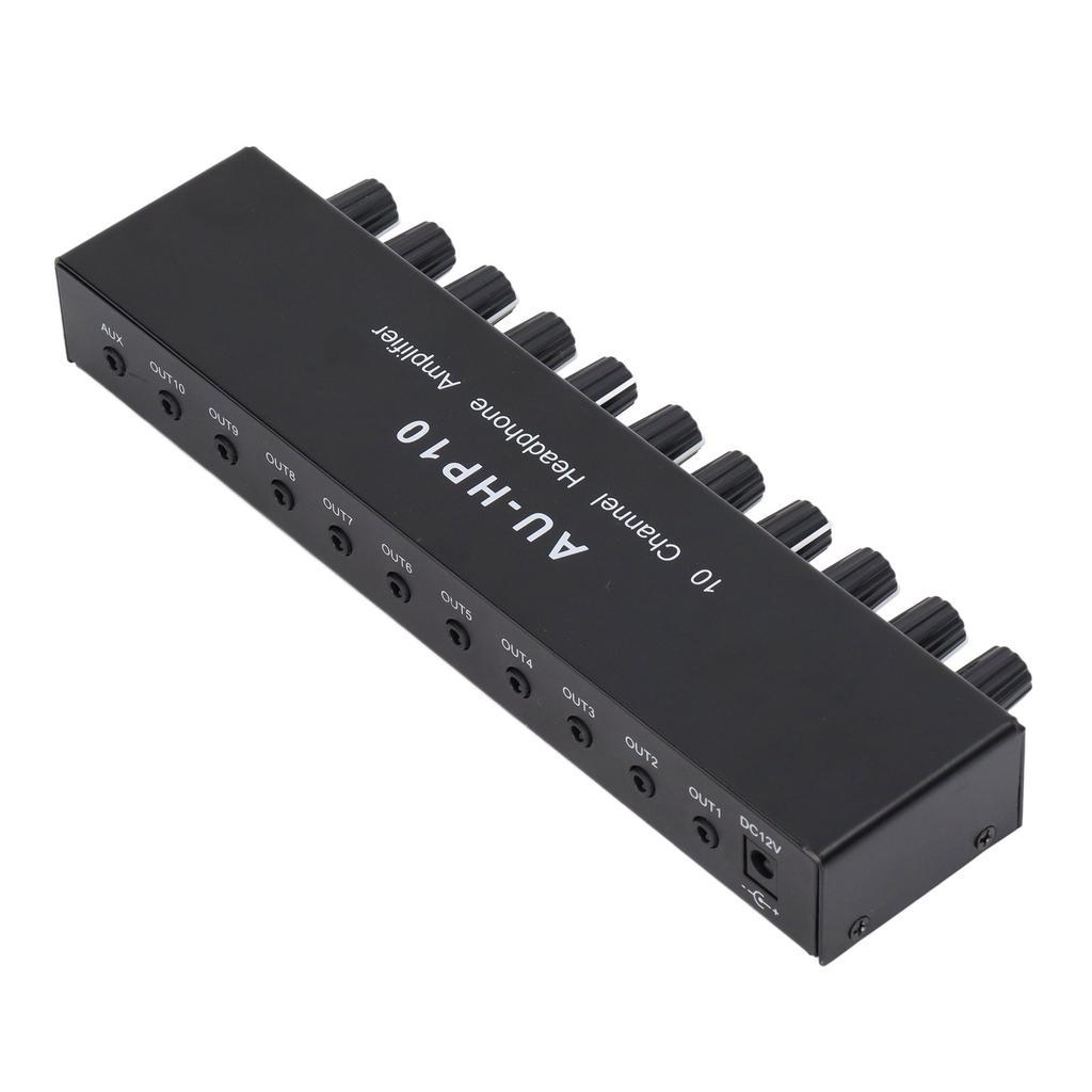 10 Channel Headphone Amplifier 1 Input 10 Output Stereo Audio Splitter Independent Control DC 12V