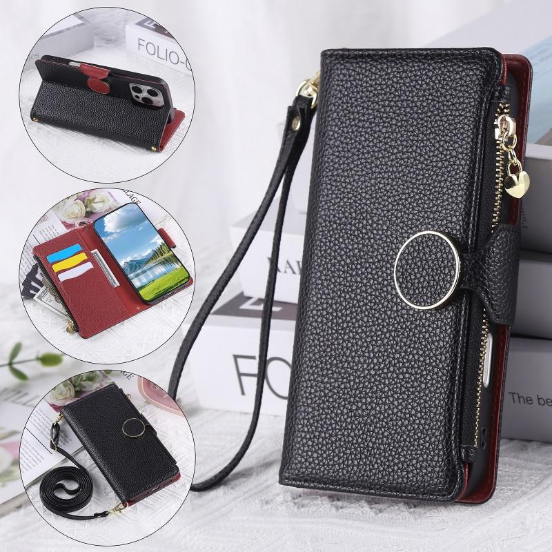 

Crossbody Lanyard Leather Flip Purse Phone Case for XiaoMi RedMi 15C 14C 13C Note 14 Pro Plus 13 12 11S 10 Zip Wallet Card Cover RedMi Note 14 (5G)