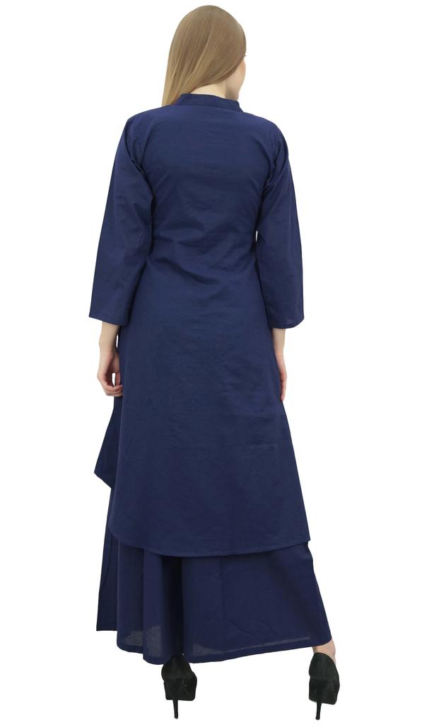 Phagun Asymmetrical Kurta Kurti Solid Beige Indian Clothing With Palazzo