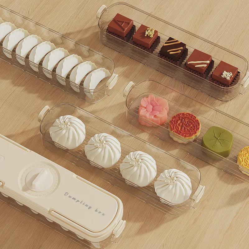 Refrigerator Dumpling Storage Box with Side Door for Fresh-Keeping Wontons - Food Grade, Frozen Packaging.