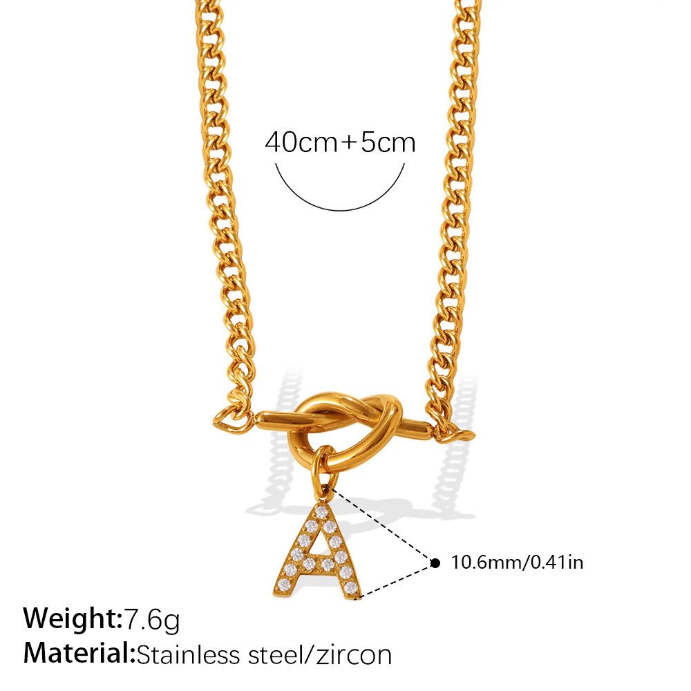 Fashion Versatile Full Zirconium 26 English Letter Pendant Necklace Stainless Steel Simple Premium Clavicle Chain