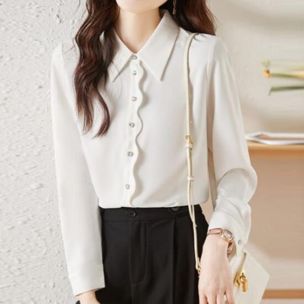 Navava Long Sleeve Shirt Wave Button Collar Nb2835