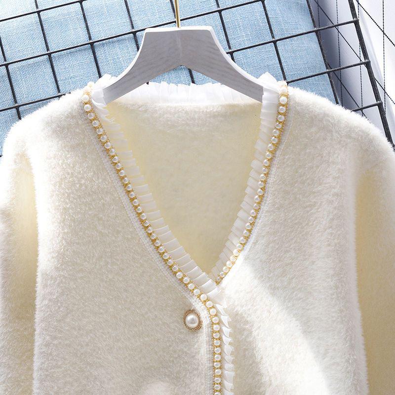 Imitation Mink Fleece Sweater Coat Women Loose Outwear Autumn/Winter 2023 Korean Version Foreign Knitted Sweater Cardigan Female