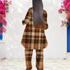 Women Plus Size Round Neck Long Sleeve Printed Layered Top Long Pants Two Piece Set