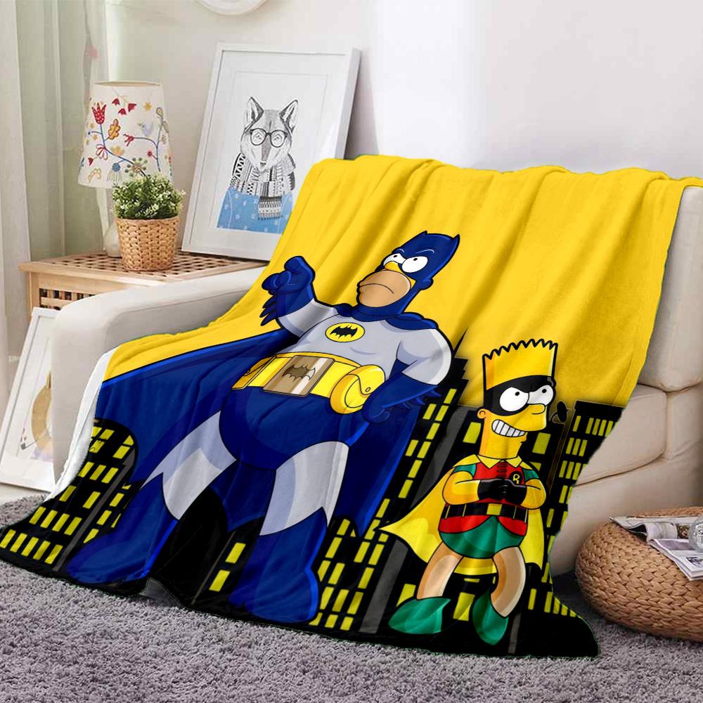 The Simpsons Flannel Blanket, High quality Comfortable for All Seasons, Home Decor, Warmth and Comfort