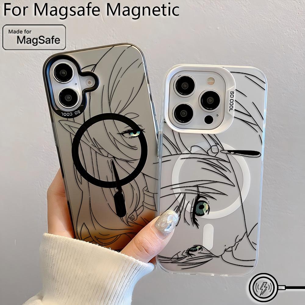 Hot Japan Sketch Comics Frieren Magsafe Magnetic Case for iPhone 11 12 13 14 15 16 Pro Max Plus Soft Silver Plated Anti Cover