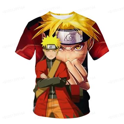 Summer Naruto T-shirt Children's Street Wear Round Neck Short Sleeve 3D Top Funny Cartoon Men Kakashi