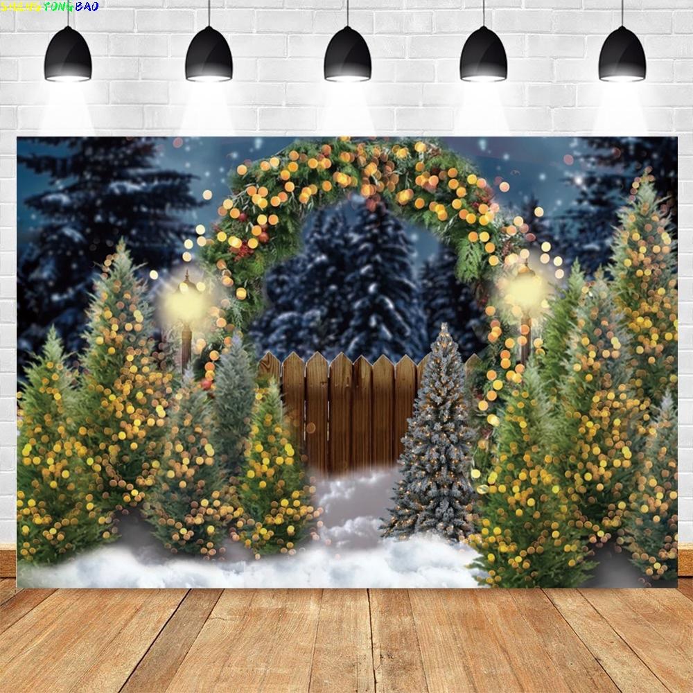 Christmas Backdrop for Photography Xmas Tree Winter Snow Forest Snowflake Natural Scene Baby Portrait Photo Background Studio