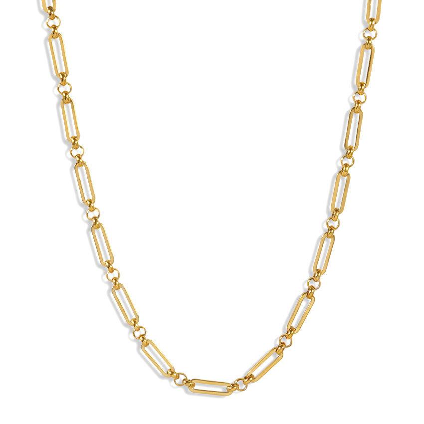 French Plain Chain Light Luxury Stacked Thin Cross Chain Titanium Steel Necklace Men And Women Simple Design Hollow Chain