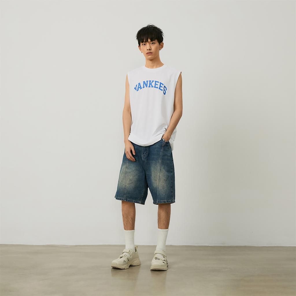 New MLB New York Yankees Tank Tops Unisex Ecru 3ATKV0143-50WHS