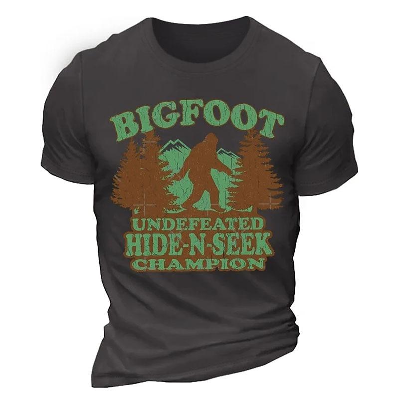 

Mens Graphic T-Shirt Bigfoot Undefeated Hide-N-Seek Champion Funny Short Sleeve XL