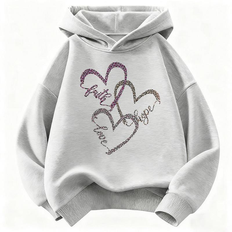 Hoodies Leopard Print with Love Heart Design Children's Sweatshirt Cute Hoody for Boys Girls Autumn Spring Casual Clothes