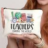 Linen Teacher‘s Day Gifts with Zipper Lightweight Stationery Storage Bag Portable Multi-functional Makeup Bag Teacher Pencil