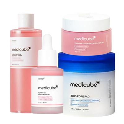 PDRN 4-Step Set (Zero Pore Pad 2.0 70 Sheets + Cica Soothing Toner 250ml + Pink Ampoule 30ml + Collagen Capsule Cream 55g)