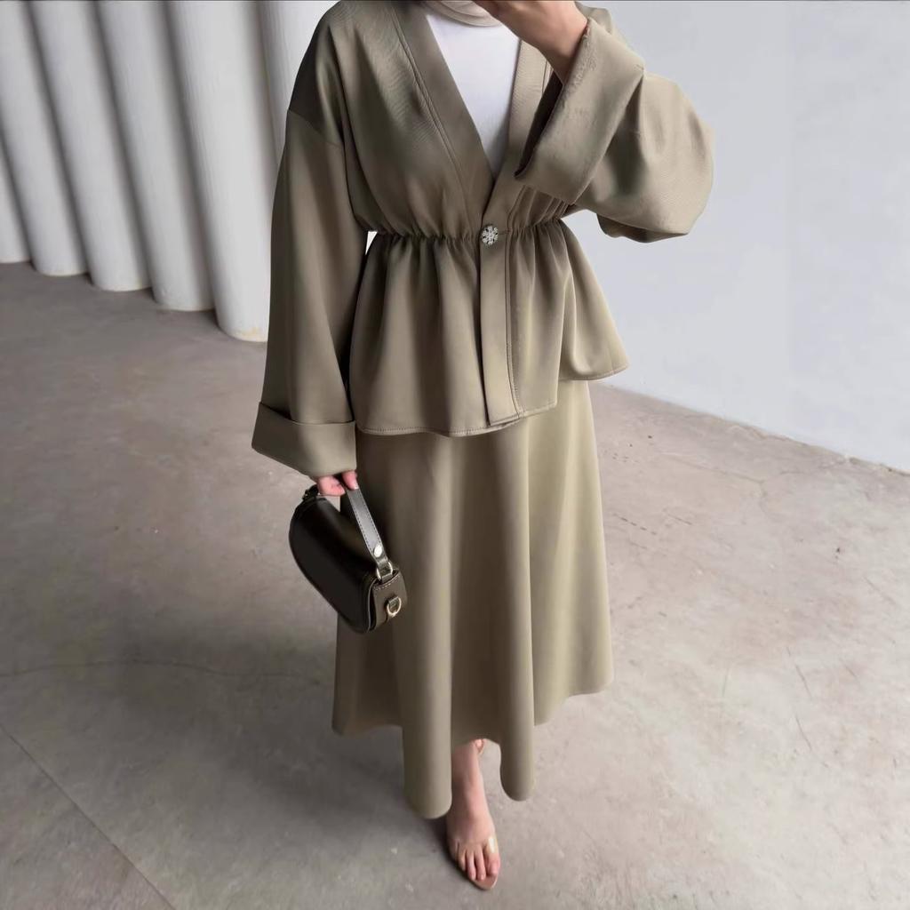 Cross-border Europe, America, Amazon  Autumn New Women's Clothing Fashion Temperament Button Waist Top Skirt