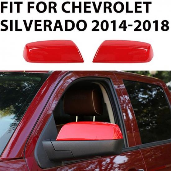 Side Rearview Mirror Cover Trim Accessories For Chevy Silverado/Sierra 14-18 Red
