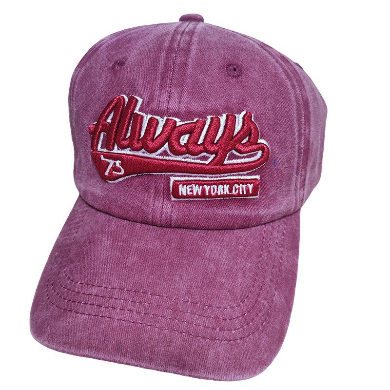 Washed Vintage Letter Baseball Cap Sunscreen Sun Hat, Personalized Wide Brim American Trendy Cool Men and Women Peaked Cap Wholesale