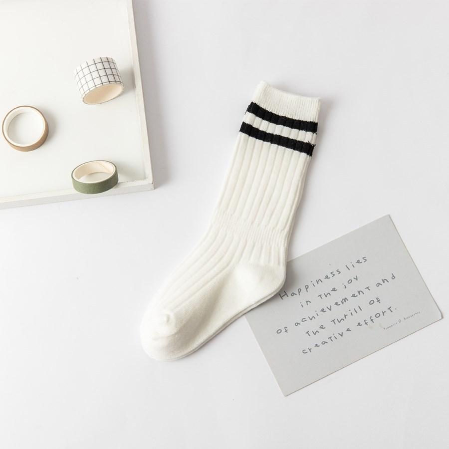1 Pair Cotton Children Socks for Baby Fashion Black and White Stripes Girls Knee Long Socks Summer Breathable School Sports Sock